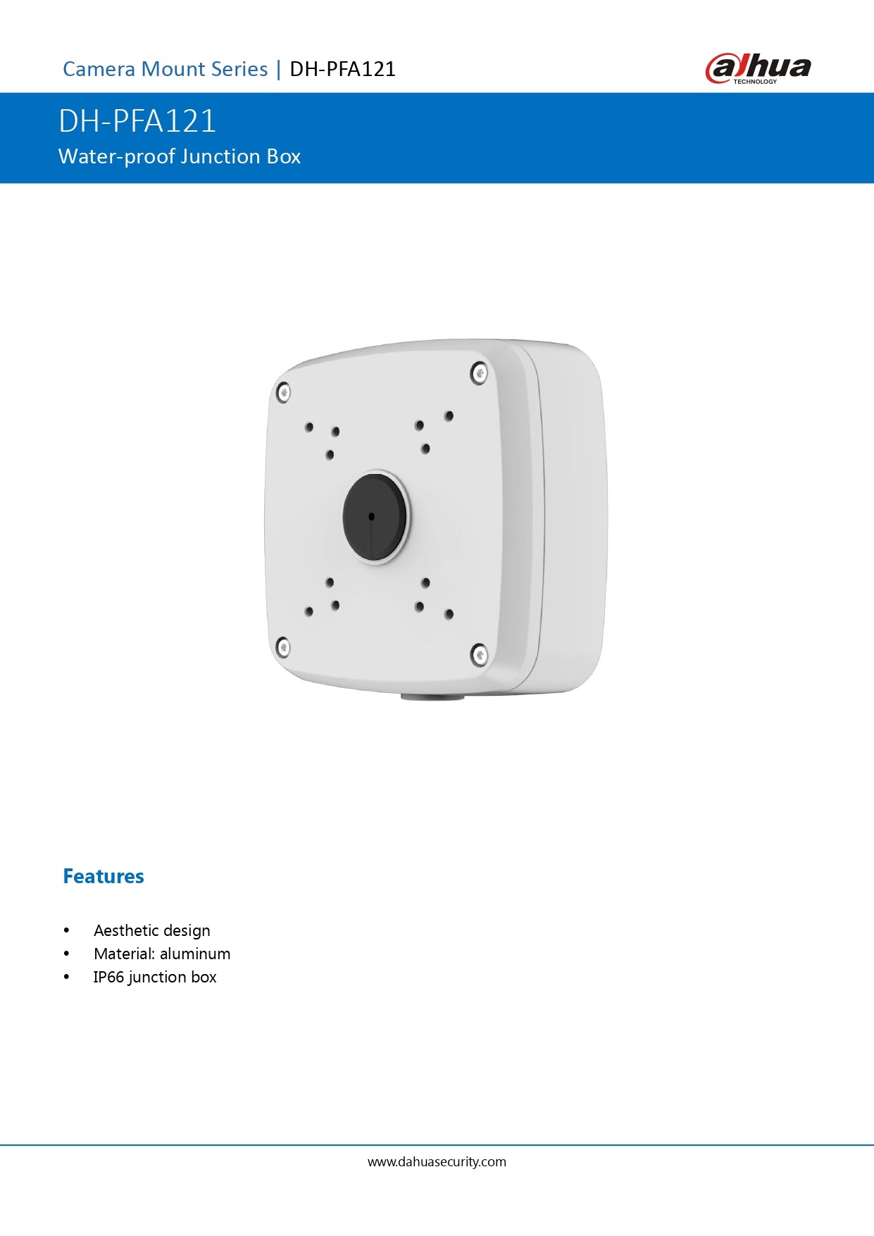 Dahua Aluminum Square Junction Box For Bullet Cameras - IP66