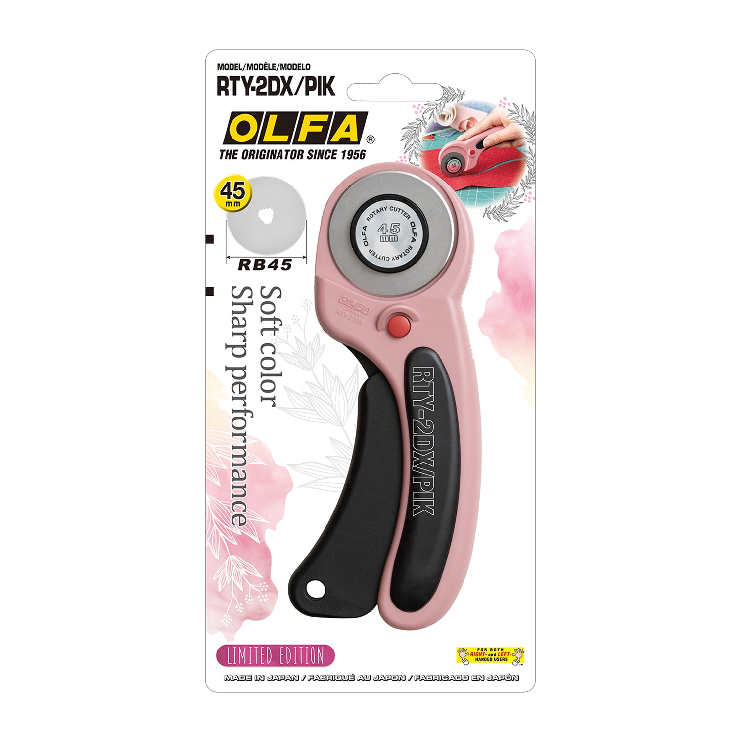 Olfa Olfa Rotary Delux Safety Cutter 45 Mm Blade R/L Handed Pink