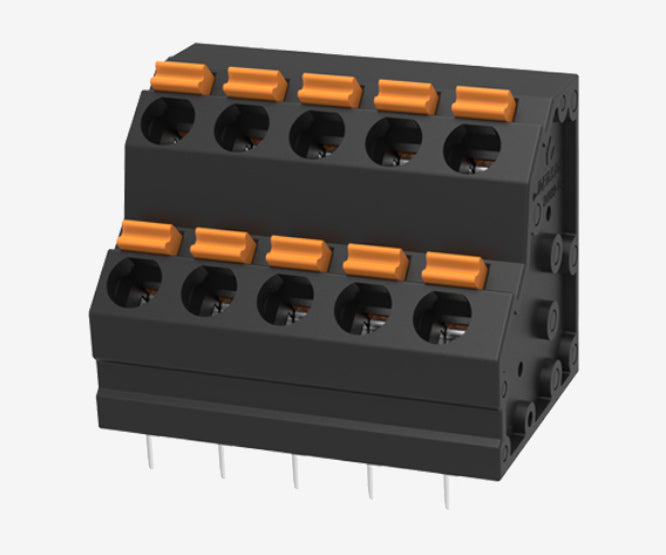 Pcb Spring Terminal Block 10 W 2 Row P=5 Dg248 H2 5.0 10 P 13 00 A(h)