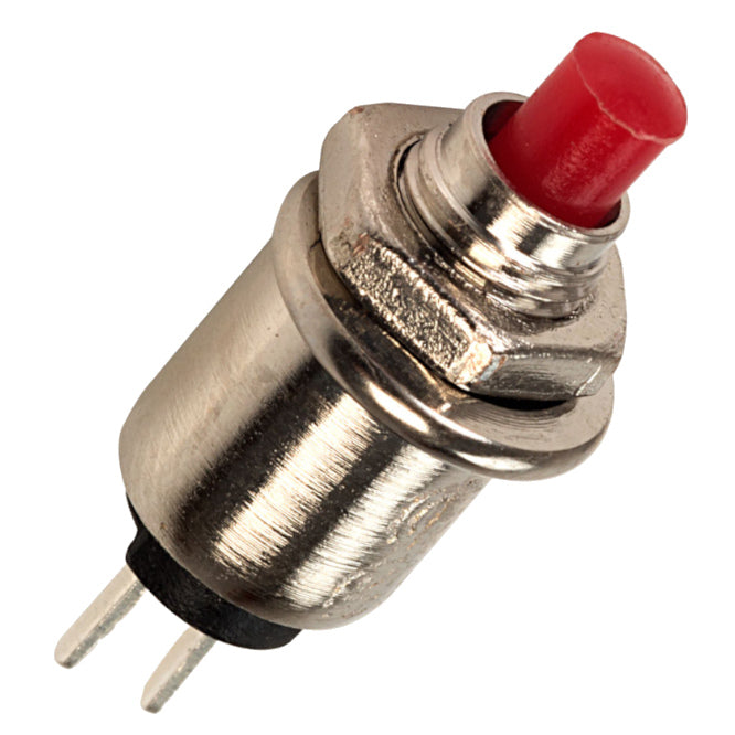 Push Button Switch Mini N.O. Spst Red Pip, Solder M5 Ds 402 Rd