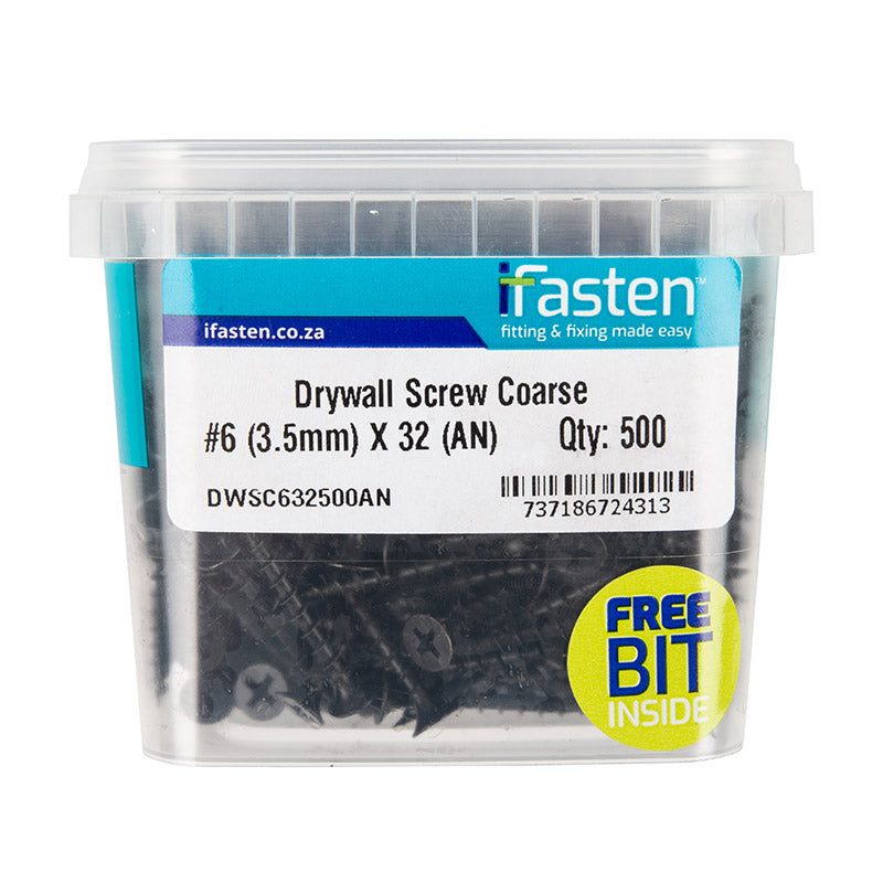 Ifasten Drywall Screw Coarse No6 3.5 X32 Mm 500 Pt +