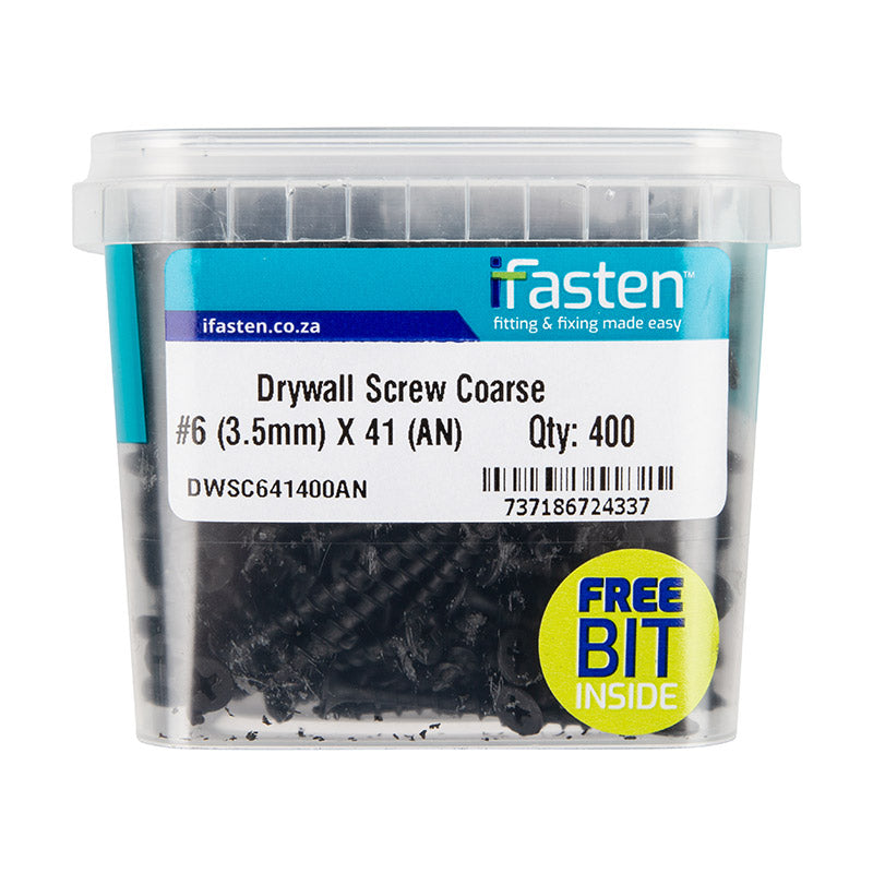 Ifasten Drywall Screw Coarse No6 3.5 X41 Mm 400 Pt +