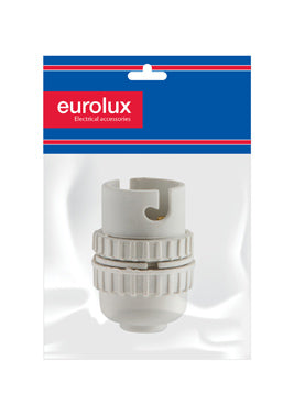Eurolux Lampholder B22 Nylon White 10mm H/C & Bag Pp
