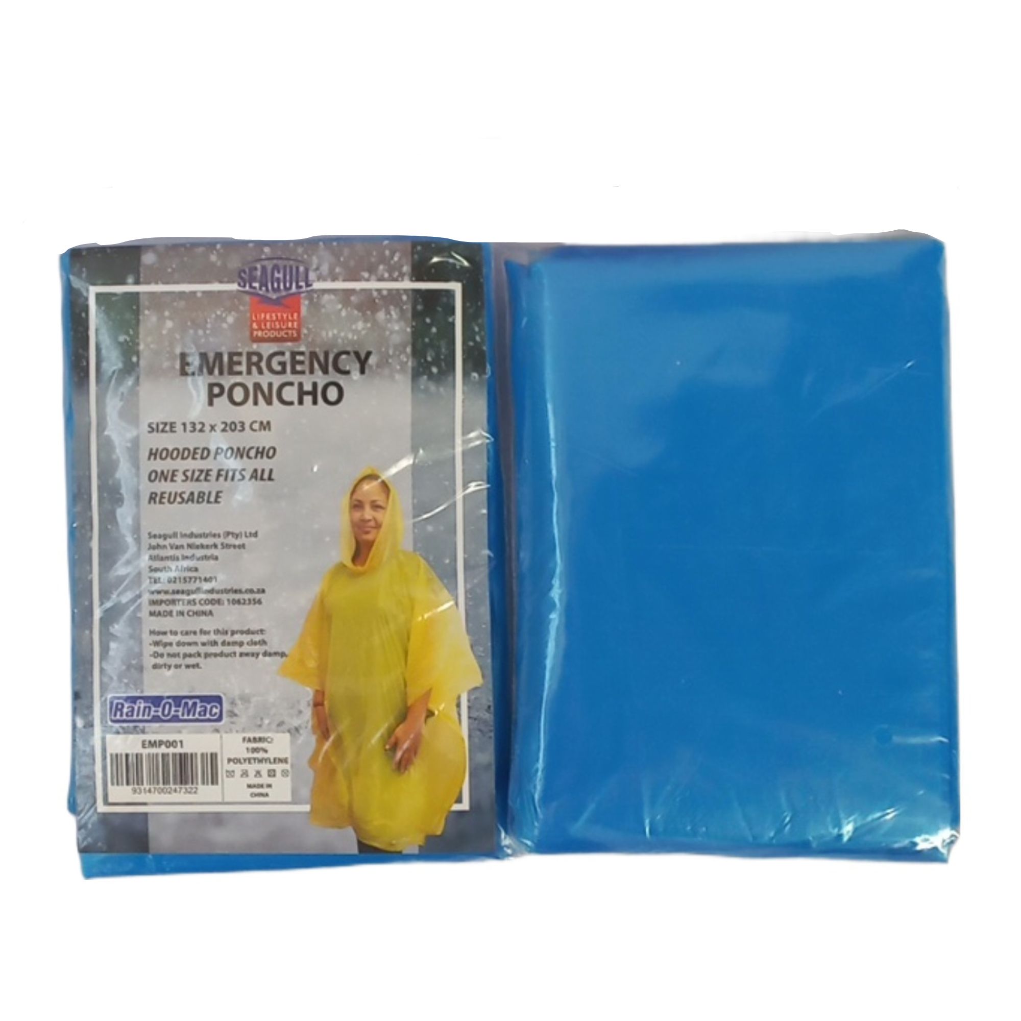 Seagull Disposable Ponchos Singles (240) Royal