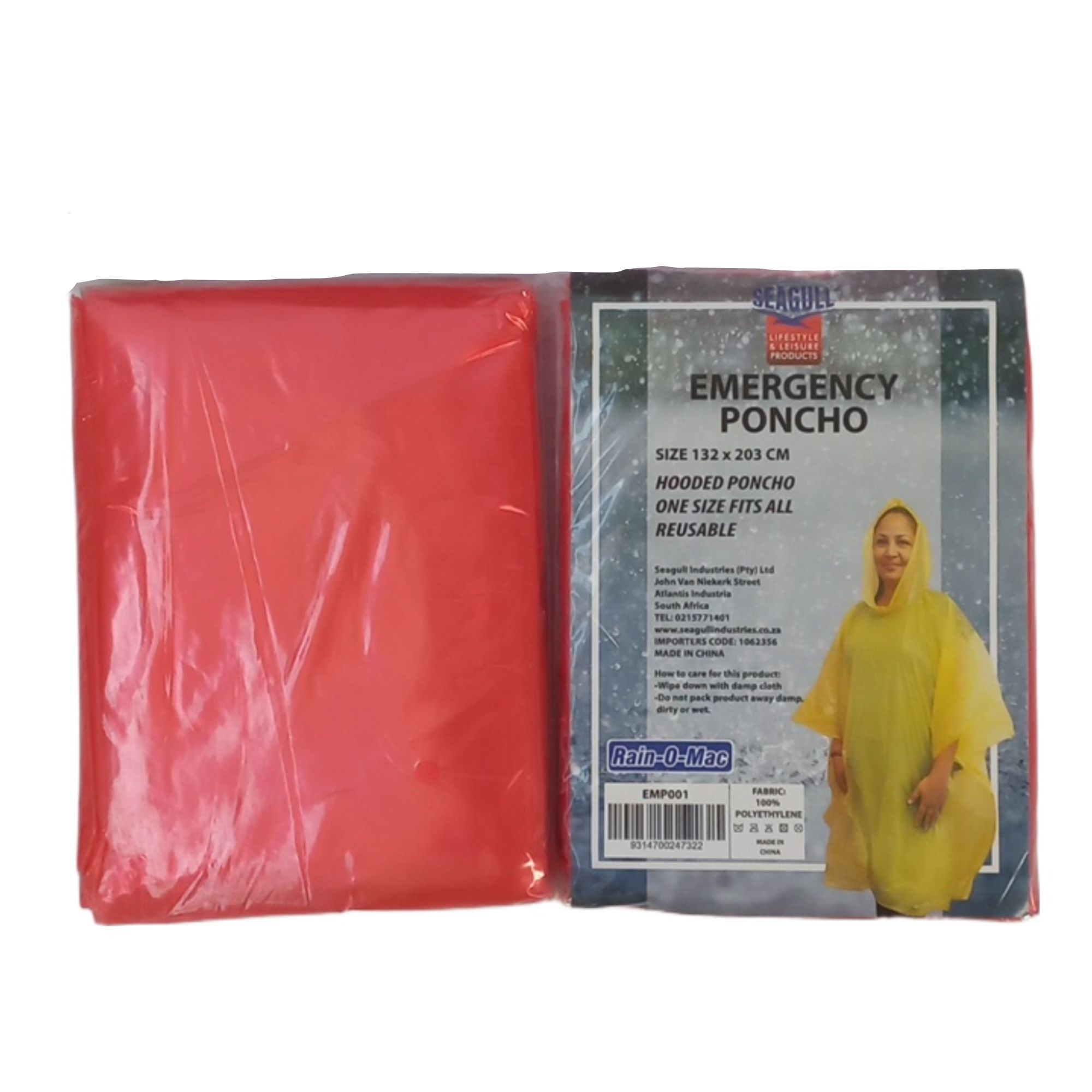 Seagull Disposable Ponchos Singles (240) Red