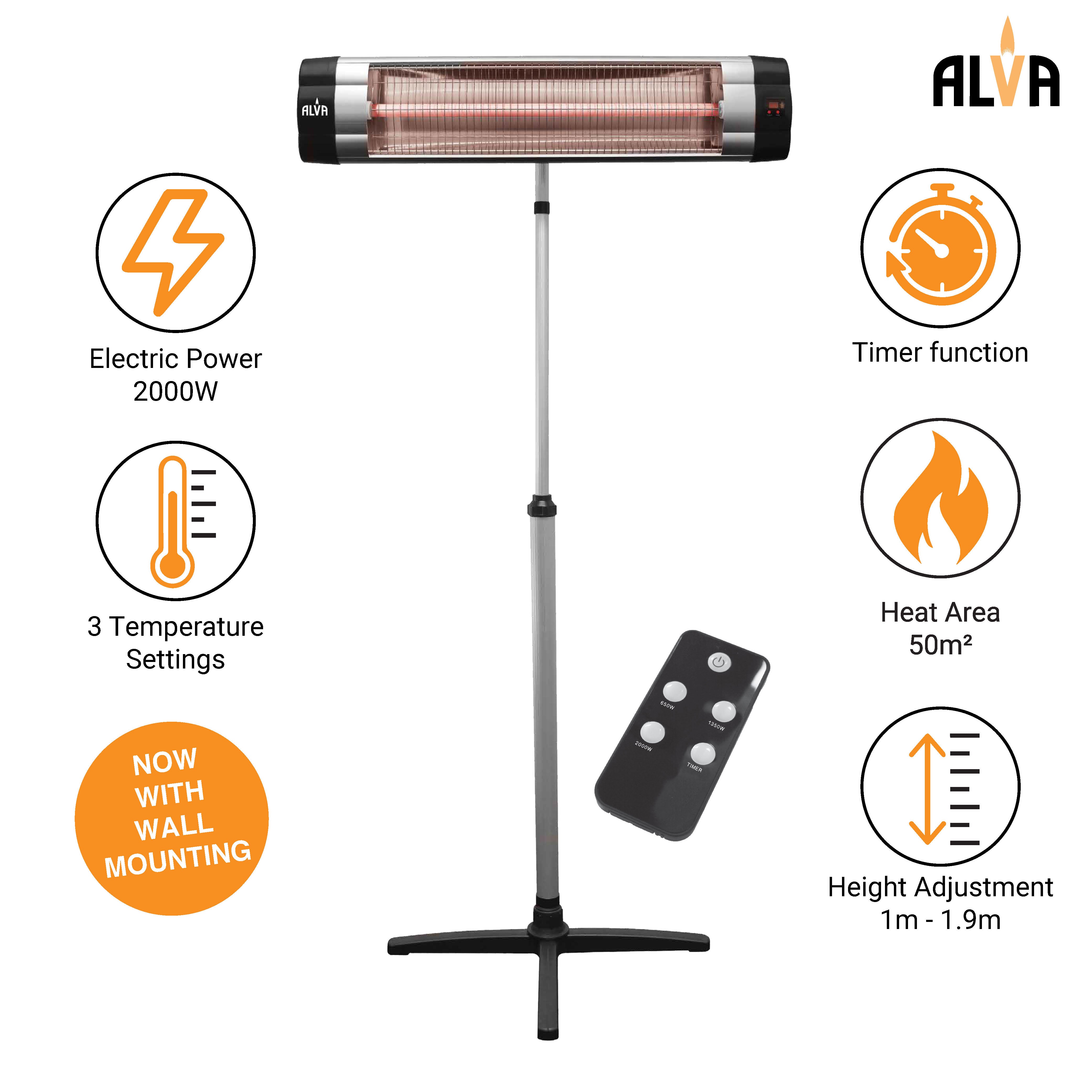Electric Infrared Heater Telescopic Stand & Remote