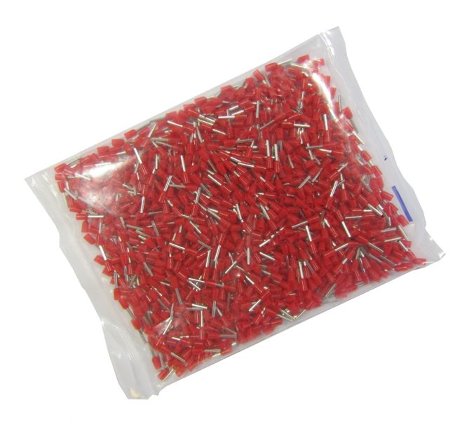 Terminal Boot Lace Red 0.75mm2 L=8 1 K/Bag Evn7508 Red
