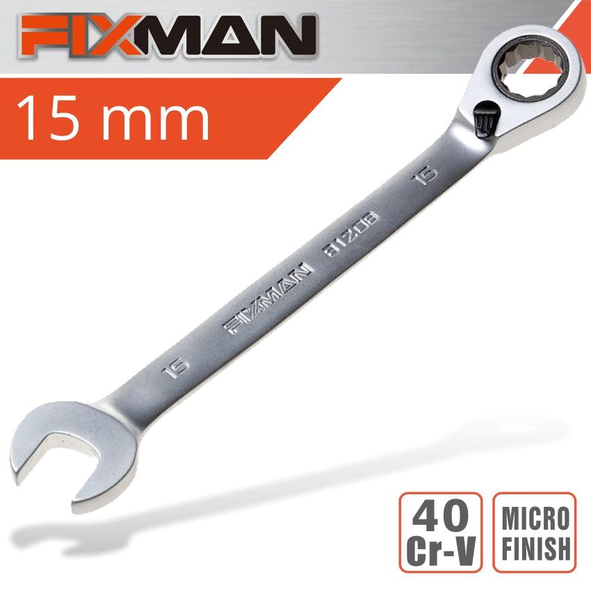Fixman Reversible Combination Ratcheting Wrench 15 Mm - Livestainable.co.za