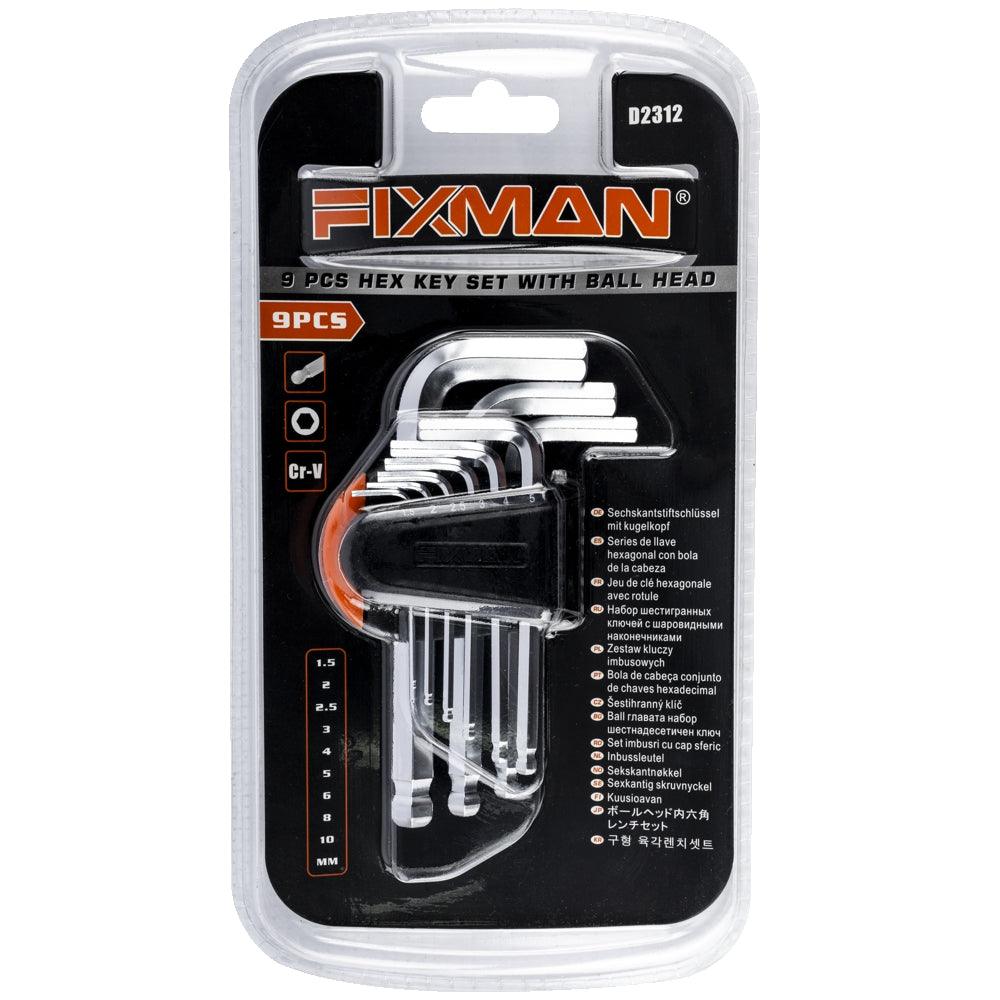 Fixman Hex Key Metric W/Ball Head 9 Pce 1.5 10 Mm - Livestainable.co.za