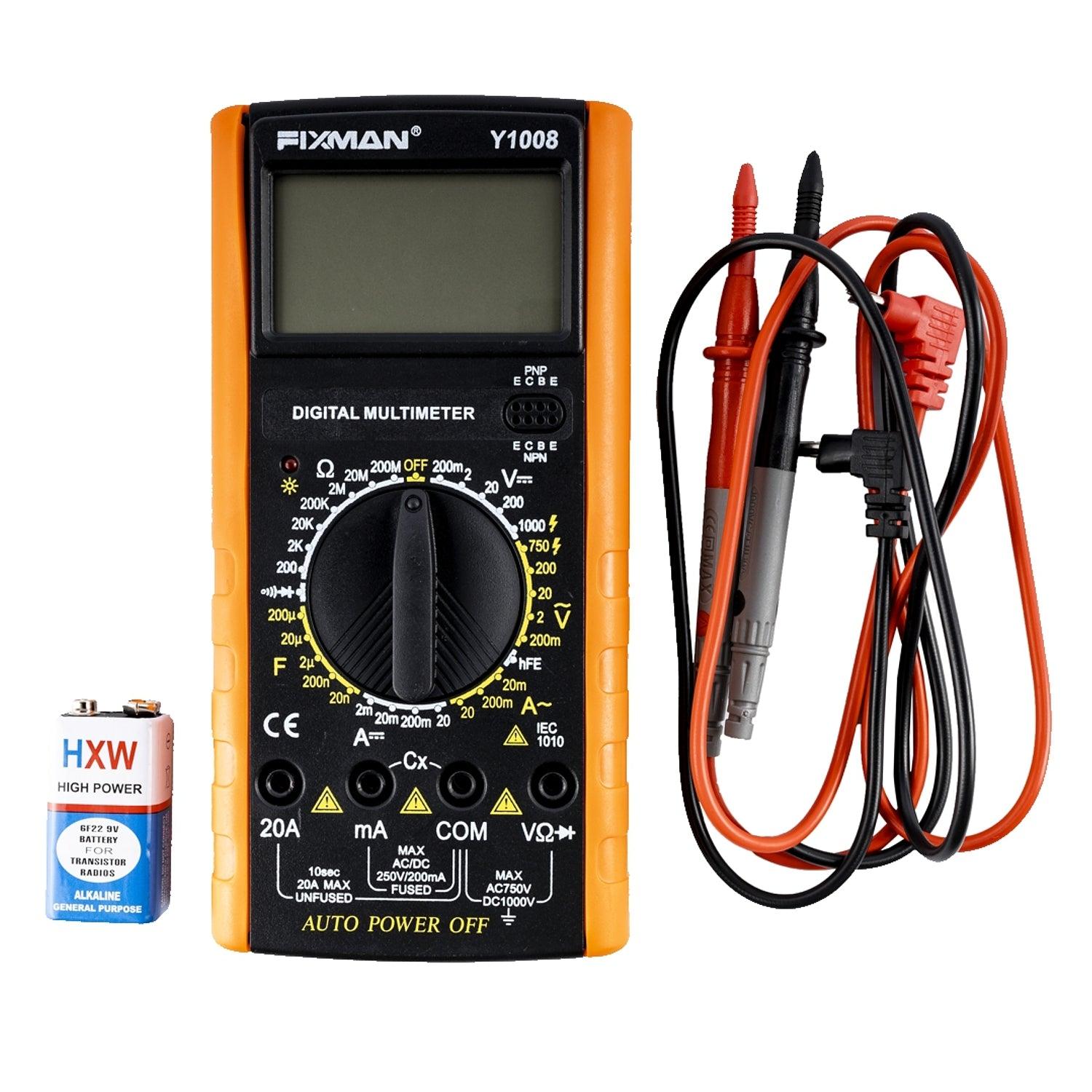 Fixman Multimeter Dc/Ac 200 Mv,2 V,20 V,200 V,1000 V 9 V Bat - Livestainable.co.za