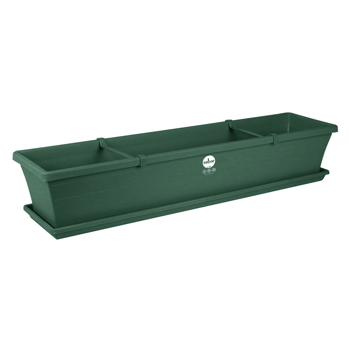 Sebor Sill Planter & Saucer & Clips 75 Cm Green