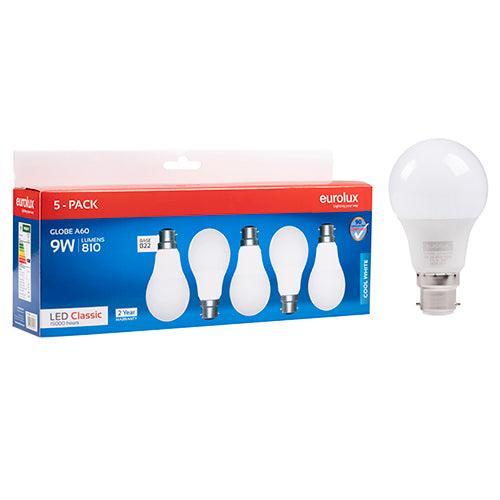 A60 Classic 9w Led B22 4000 K 5 Pack N - Livestainable.co.za