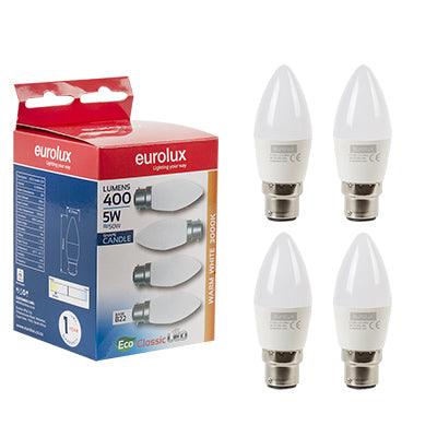 Candle Classic 5w Led B22 3000 K 4 Pack N - Livestainable.co.za