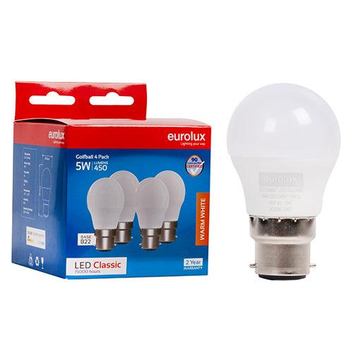 Golfball Classic 5w Led B22 3000 K 4 Pack N - Livestainable.co.za