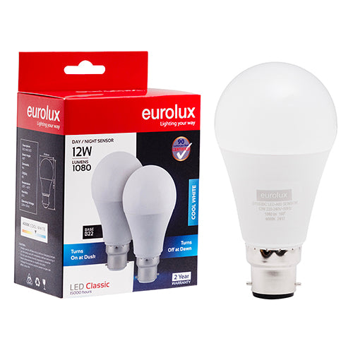 A60 Day/Night Sensor 12w Led B22 4000 K Twin Pack Box - Livestainable.co.za