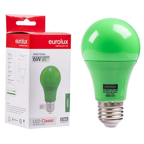 A60 Coloured Classic 6w Led E27 Green N - Livestainable.co.za