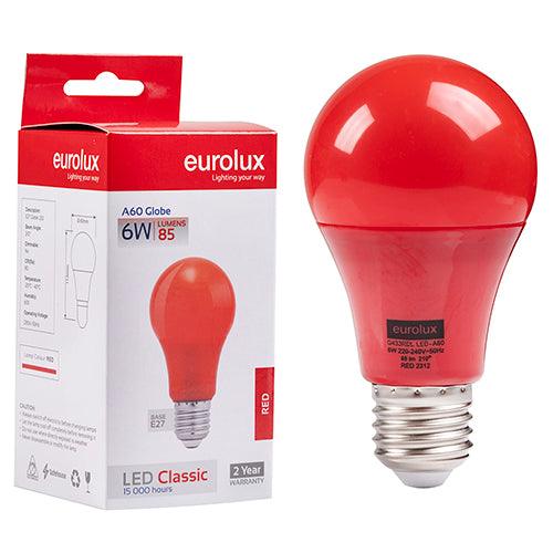 A60 Coloured Classic 6w Led E27 Red N - Livestainable.co.za