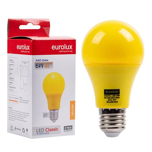 A60 Coloured Classic 6w Led E27 Yellow N - Livestainable.co.za