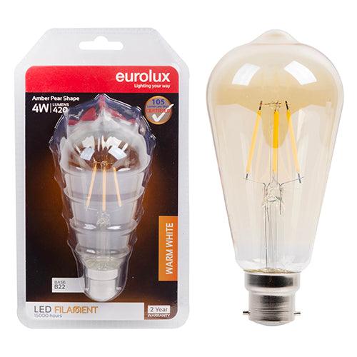 Pear Nipple Filament Amber 4w Led B22 2700 K N - Livestainable.co.za
