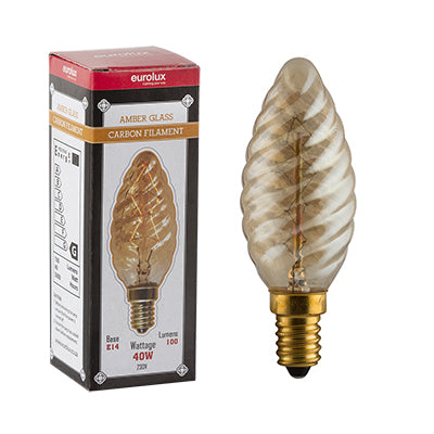 Eurolux Amber Cb Filament Zig Zag Spiral Candle E14 40w