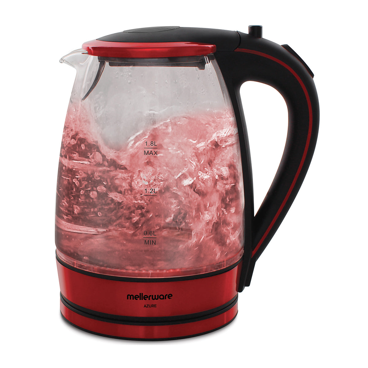 Mellerware Kettle Glass 1.8 L 2200 W 360 D Cordl Red