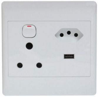 Socket Mains With 2.1 A Usb Hor 1076