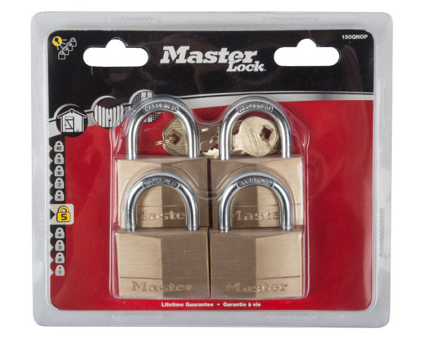 Mackie Master Pad Lock Brass 4 Pk 50 Mm Keyd Alike