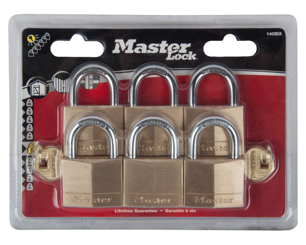 Mackie Master Pad Lock Brass 6 Pk 50 Mm Keyd Alike