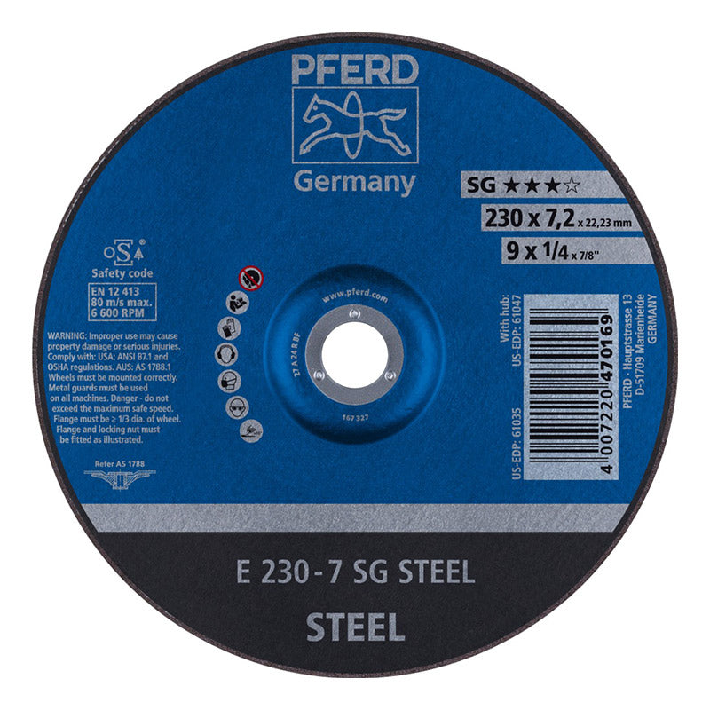 Pferd Grinding Whl Steel Dome 230 Mm X7.2 Mm Sg