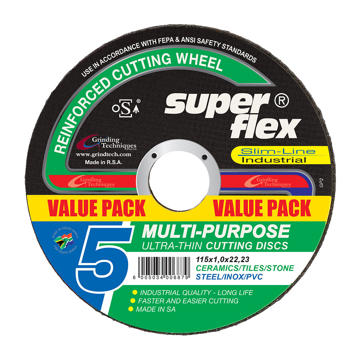 Superflex Cutting Disc Multi Purpose 115 X1.0 Mm 5 Pk