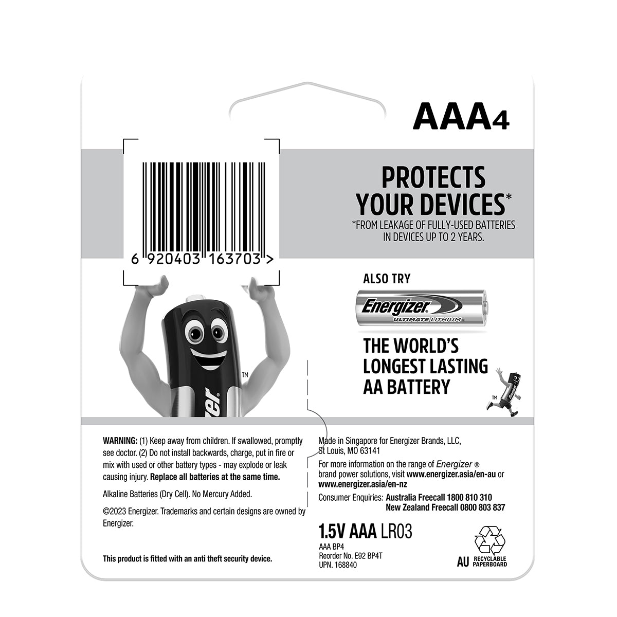 Energizer Battery Max Aaa 4 Pack