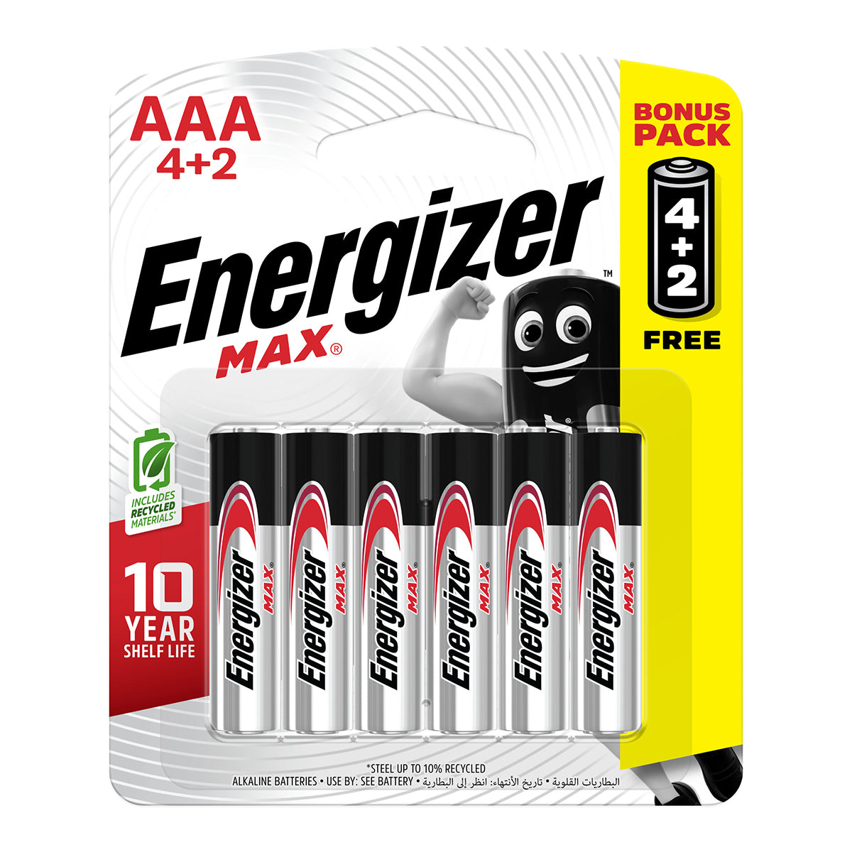 Energizer Battery Max Aaa 4 + 2 Free 6 Pack