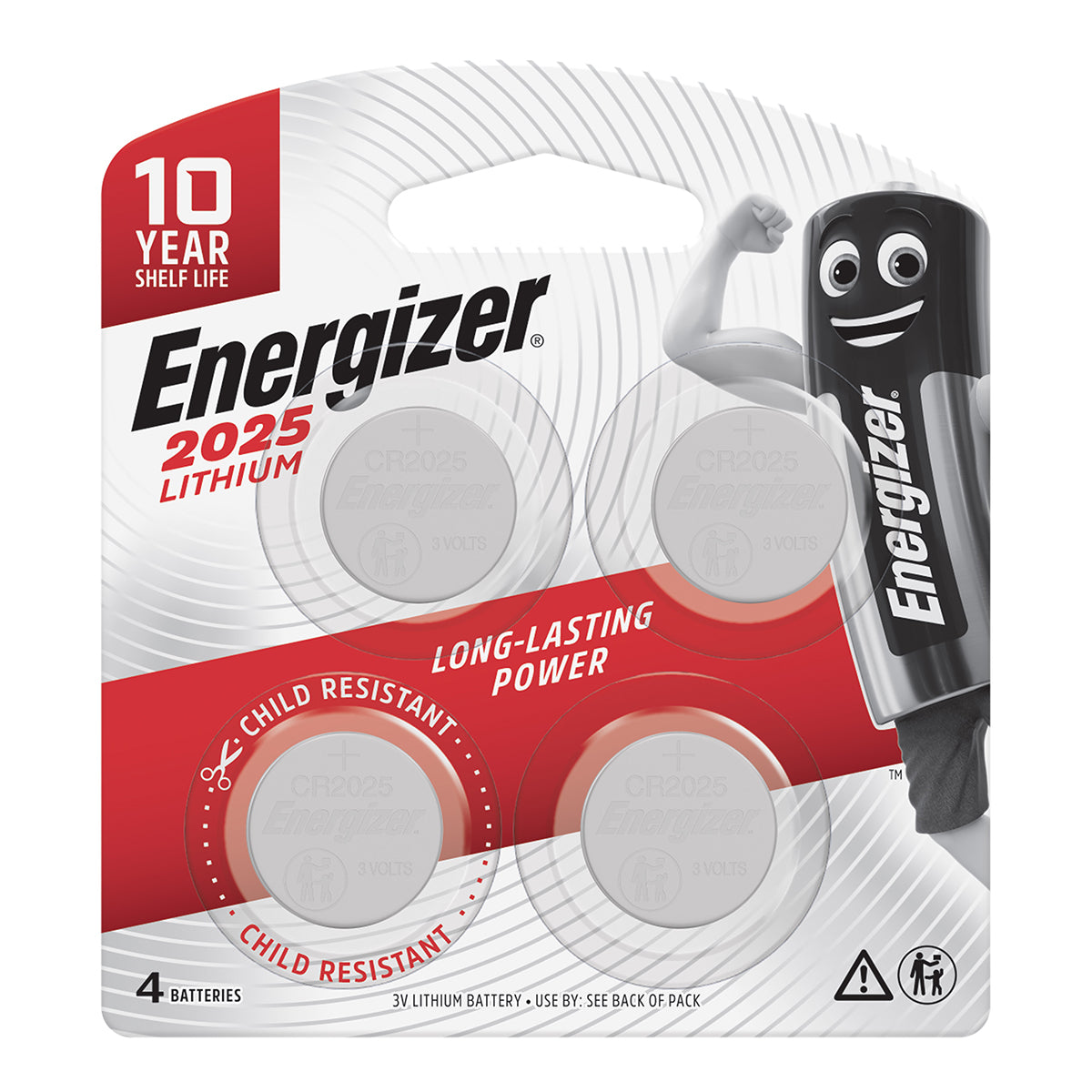 Energizer Battery Lithium Coin 3 V Cr2025 4 Pack