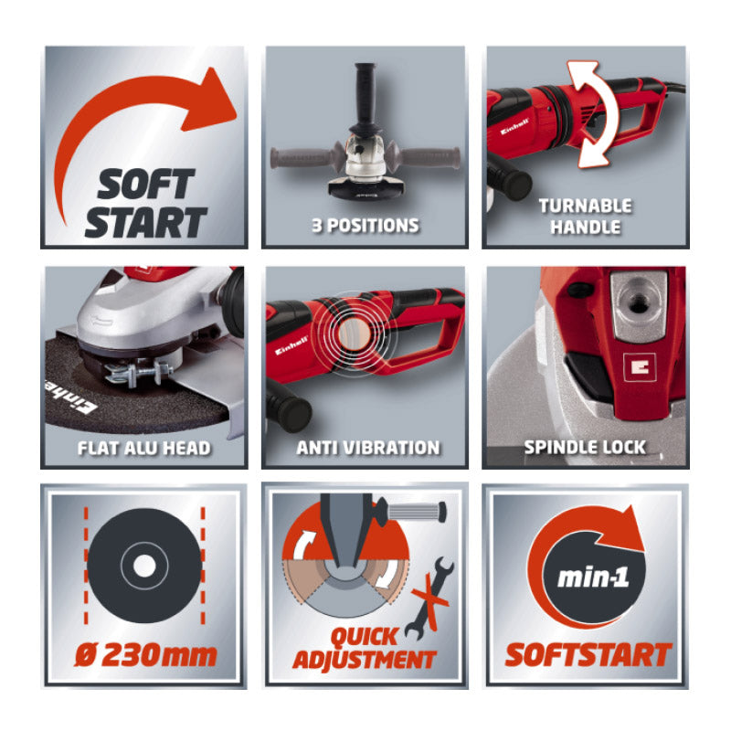 Einhell Angle Grinder 230 Mm 2350 Watt Te Ag230 Dp