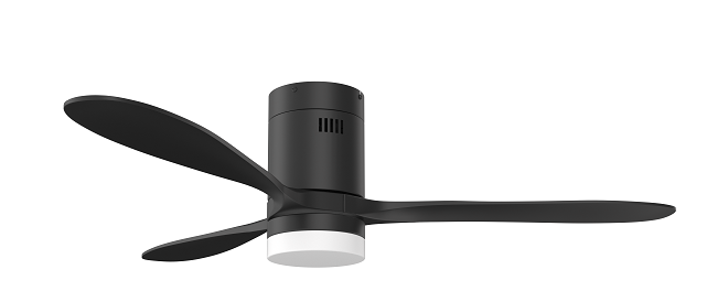 Motor Hugger Black Blades Wood 3 1320mm Black With LED L/Kit + Remote