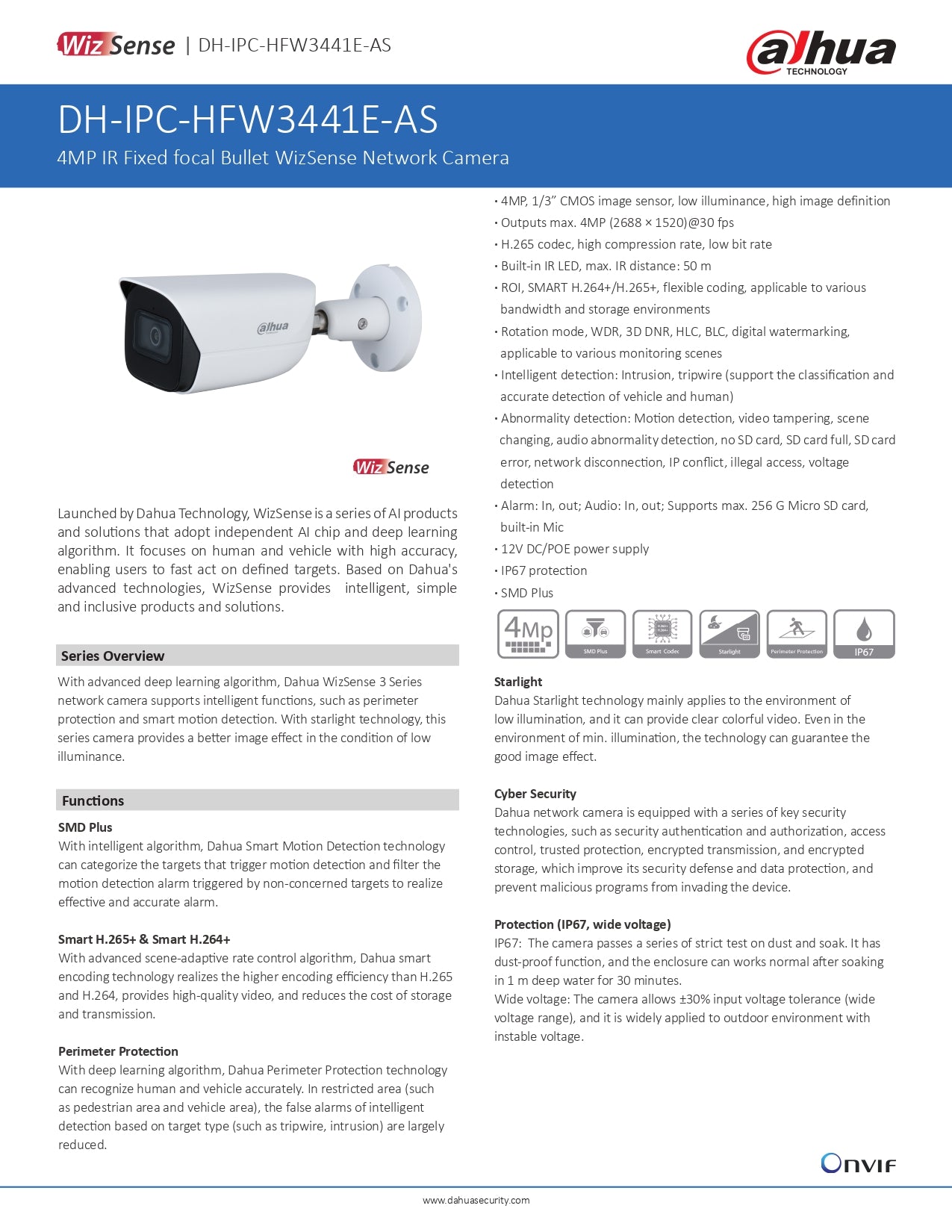 Dahua Cylindrical 4MP 3.6MM LENS 30M IR POE SD SLOT VCA W/Audio