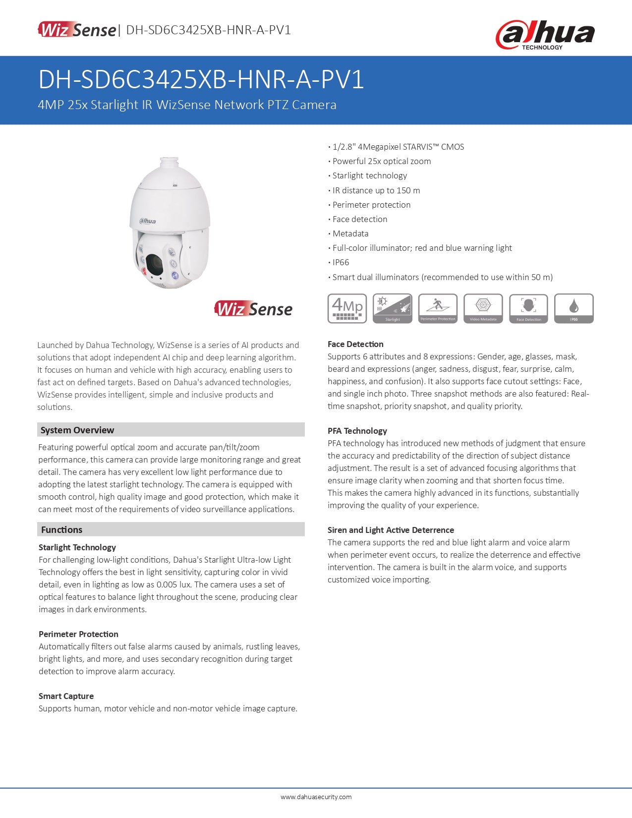 Dahua PTZ 4MP 25X OPT Zoom 150M Starlight