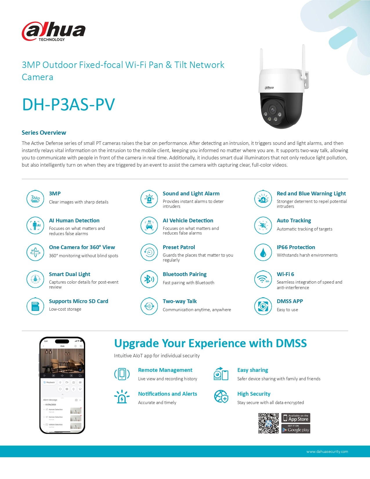 Dahua Pan Tilt 3MP 30M IR 4.0MM Wireless Outdoor