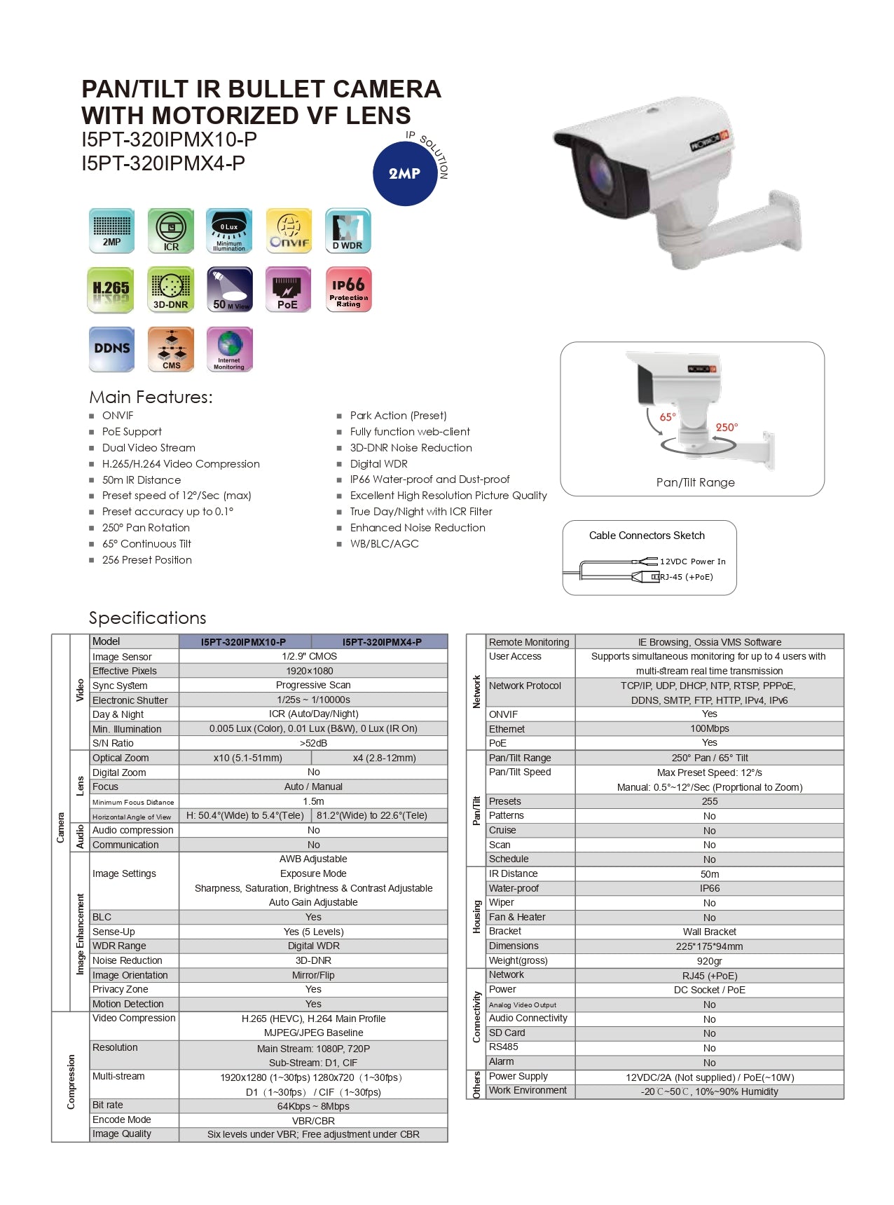 Provision PTZ 10X OPT Zoom 50M IR POE