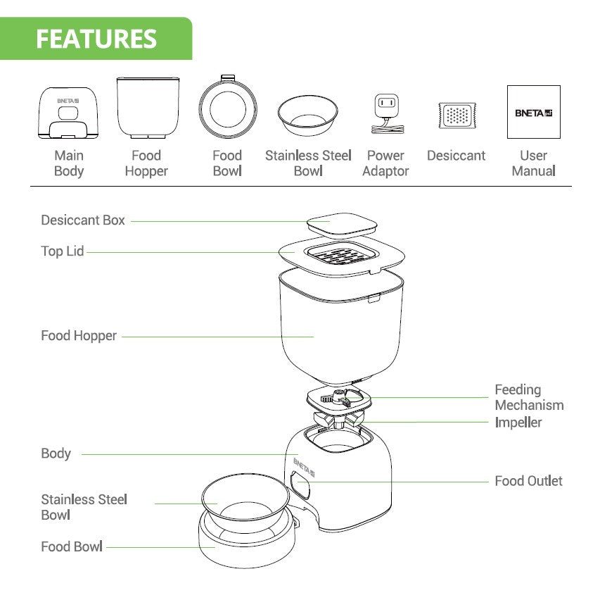 BNETA Automatic Pet Feeder / Water Fountain F14-L Combo