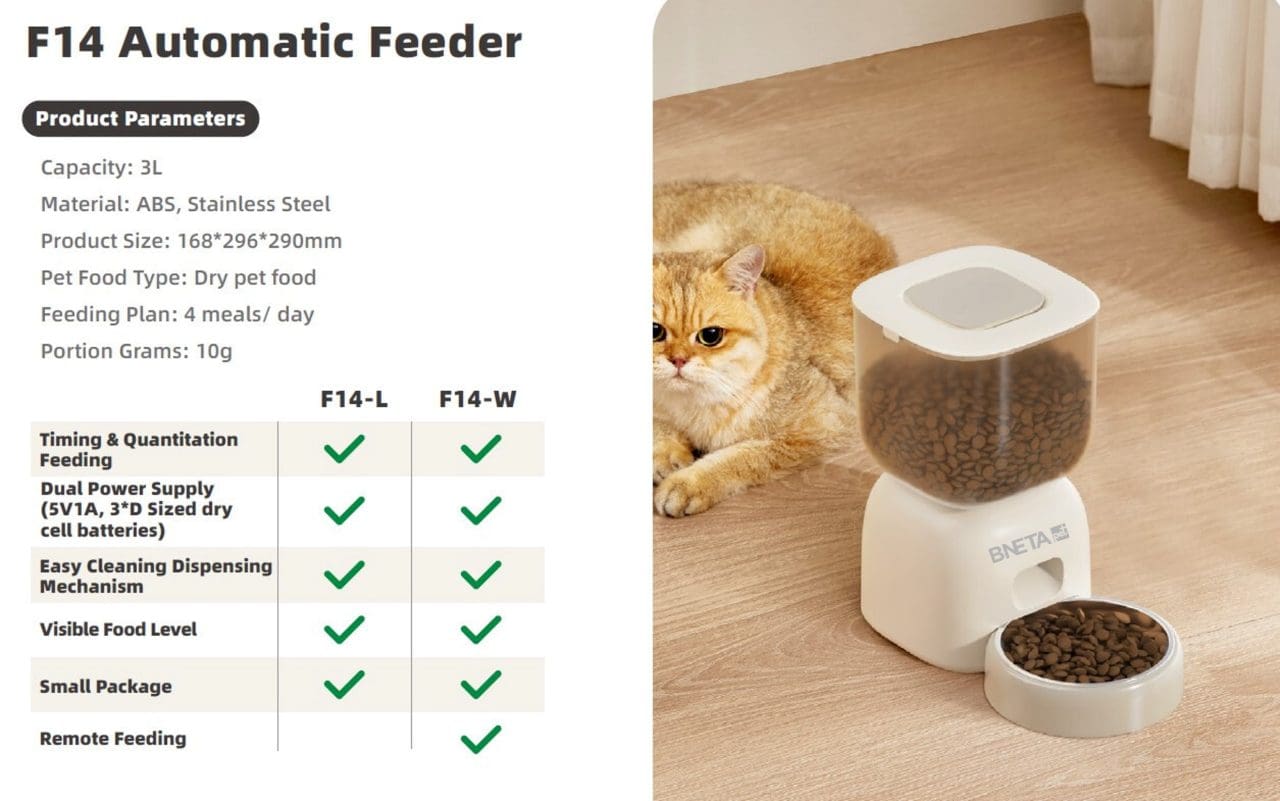 BNETA Automatic Smart Wi-Fi Pet Feeder F14-WIFI