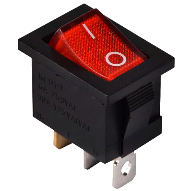 Rocker Switch Illuminated Rd 12 V 15 A Spst 13x19 Kcd1 2 101 N Red