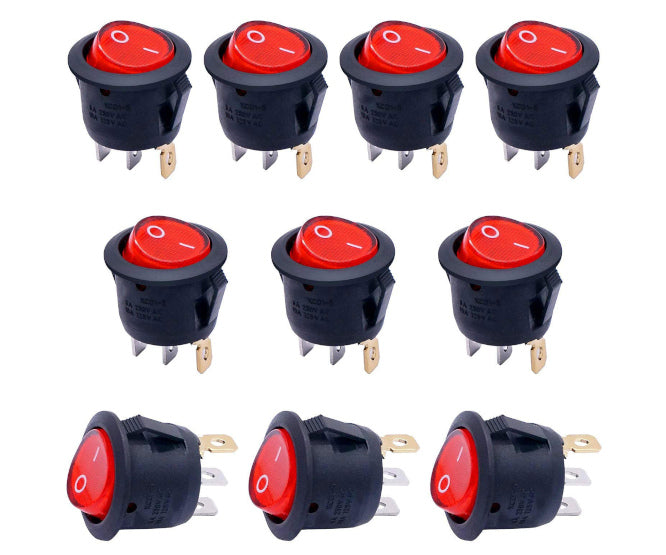 Round Rocker Switch Spst 3 P Illuminated Red 100/Bag Kcd1 5 101 N Rd