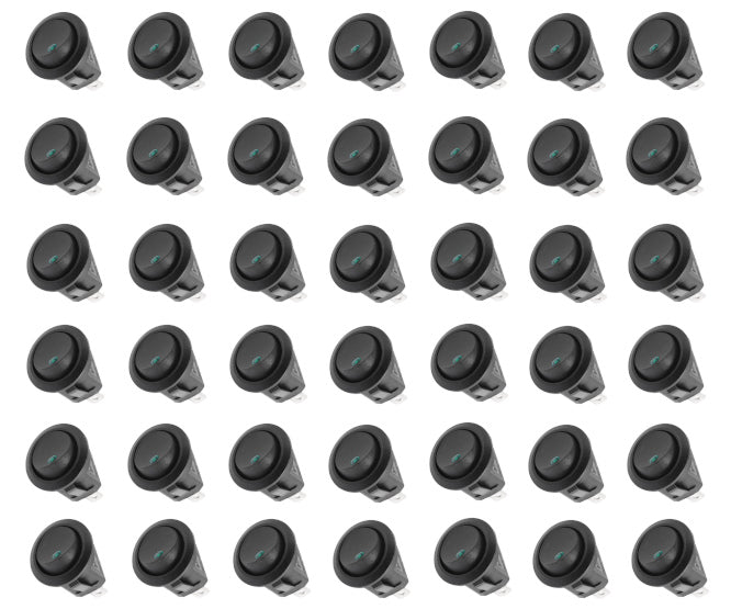 Round Rocker Switch 12 Vdc Spst W/Led Green 100/Bag Kcd1 8 101 En