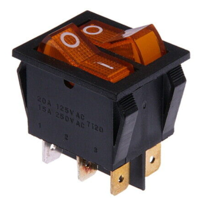 Rocker Switch Dpst On Off Illum Yl 16 A 250 V Kcd2 2101 N Yellow