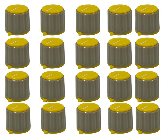 Capped Knob 21mm Point 6.4 Mm Shaft Yellow & Grey 100/Box Kn116 E 64 G Yel