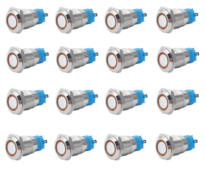 Push Button Switch No/Nc Spdt 5 A 12 V M19 D=22 L=35 Latching Amber 40/Box Las3 19 F W11 El Abmer