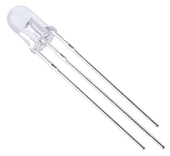 Led 5 Mm 3 Pin Clear To Red & Blue Com. Cathode Debulk 5 Arbwc
