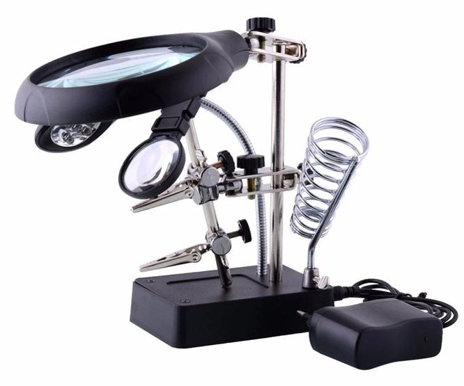 Magnifier + Led + Iron Stand + Helping Hands 220 Vac Debulk Mg16129 C