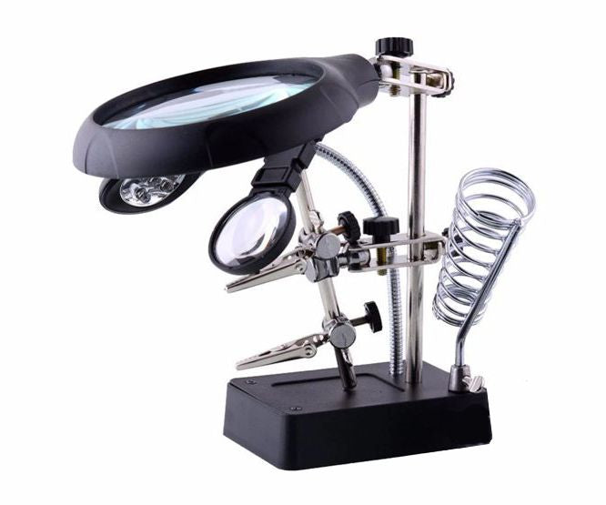 Magnifier + Led + Iron Stand + Helping Hands Usb Mg16129 C U